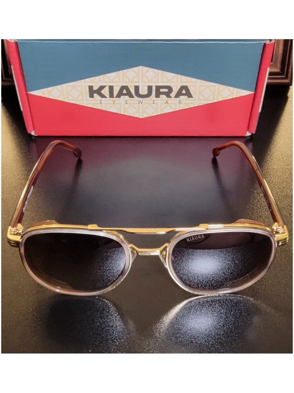 KIAURA Gehry Mocha Titanium Round Polarized Sunglasses Brown UV400 NWT - Picture 7 of 14
